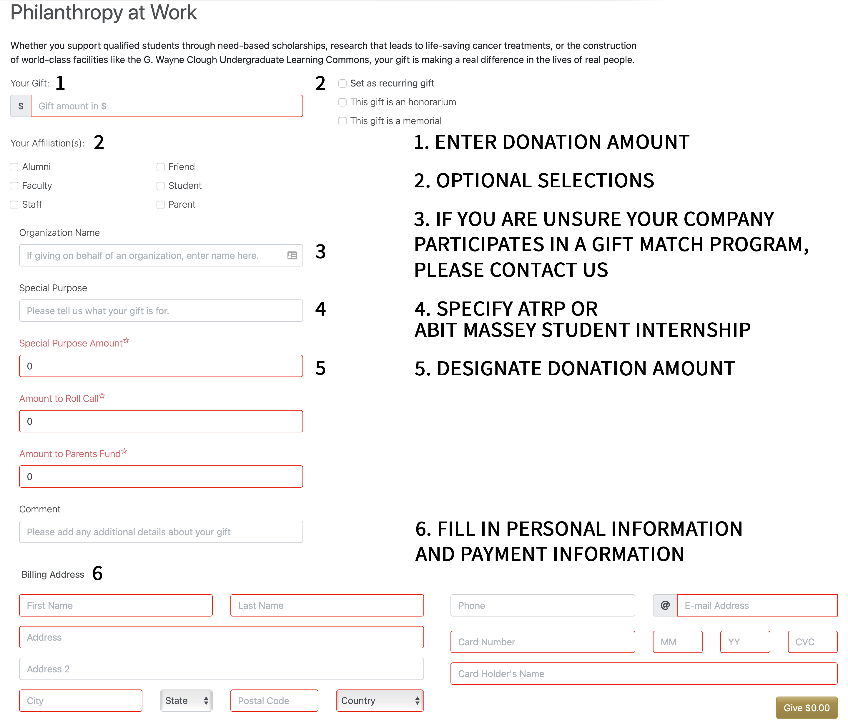 Donation Instructions